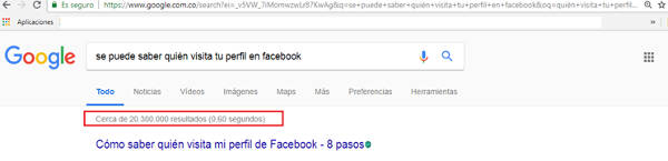 quien visita mi perfil en facebook, resultados en Google