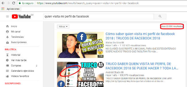 Resultados en youtube para quien visita mi perfil en facebook