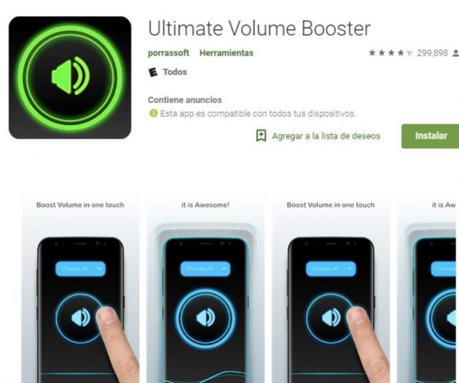 Mejorar volumen smartphone android con ultimate volumen booster