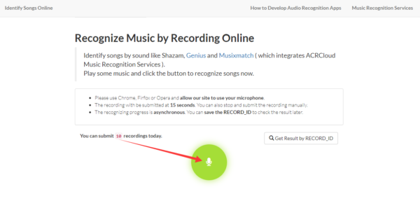 ARCCloud: web para indentificar canciones