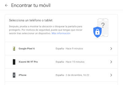 Encontrar tu teléfono con Google desde la web.